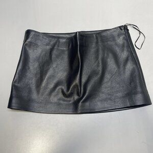NEW LOBA Women's Giselle Mini Skirt Faux Leather Size M Black | High Waist Zip